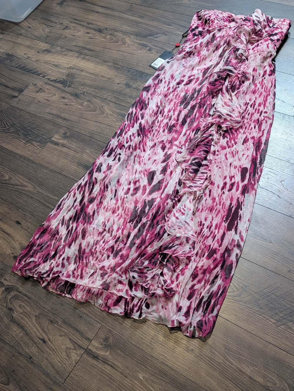 Tadashi Raspberry Ruffle-Front Maxi Dress‎ Size 12 New